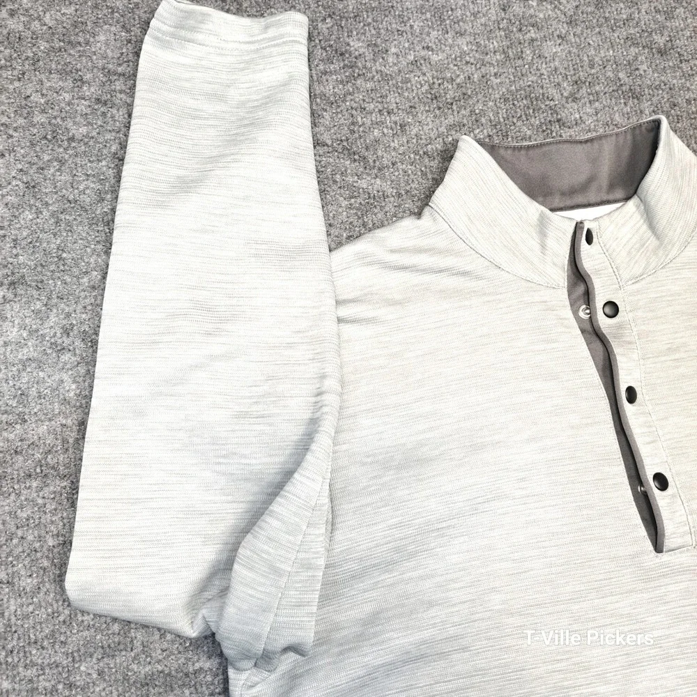 Callaway Mens Heathered Grey Mock Neck Snap Placket Golf Pullover Size M MA3719